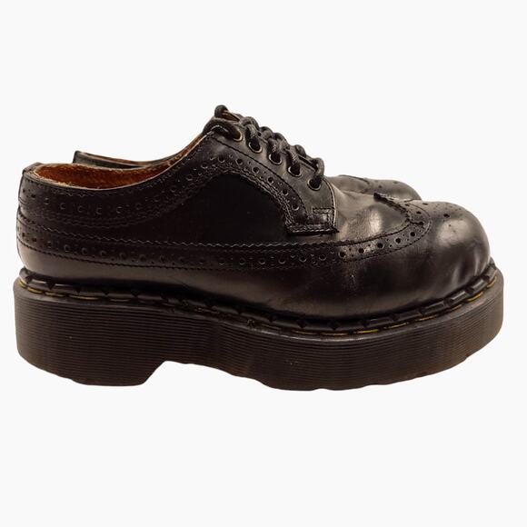 Dr. Martens 90s Vintage Brogue Platform Wingtip Steel Toe Black Womens Size 6 - Picture 7 of 11
